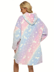 Cozy Star Print Hooded Lounge Top