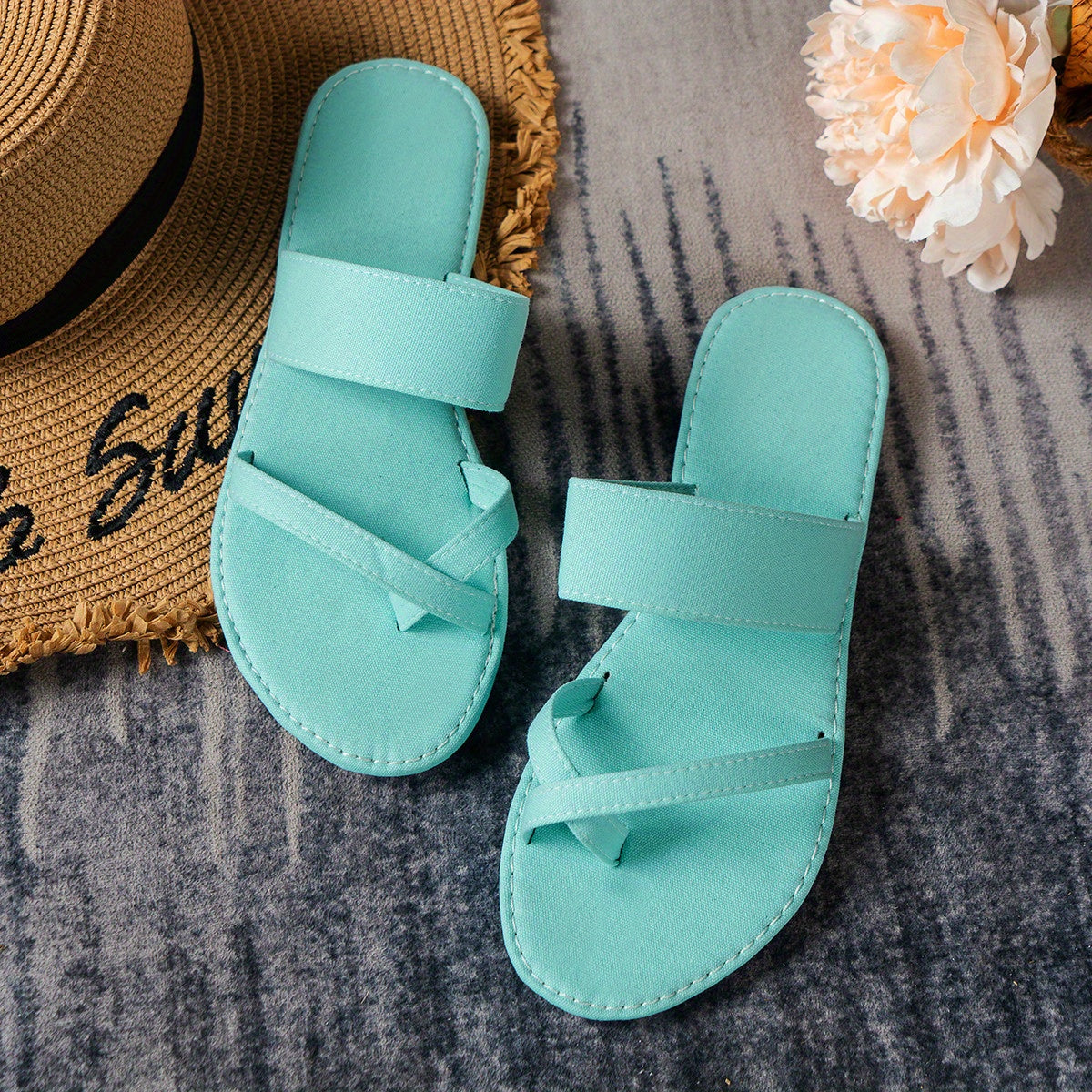 Women's Slide Sandals Casual Flat Summer Shoes Lightweight Ankle Strap