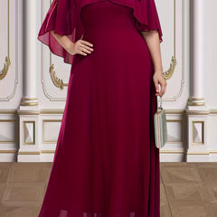Floral Appliques Wrap Cape Sleeve Party Dress