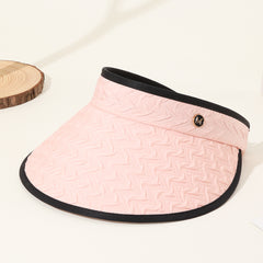 Pink Visor Hat Wide Brim Ponytail Sun Hat UV Protection