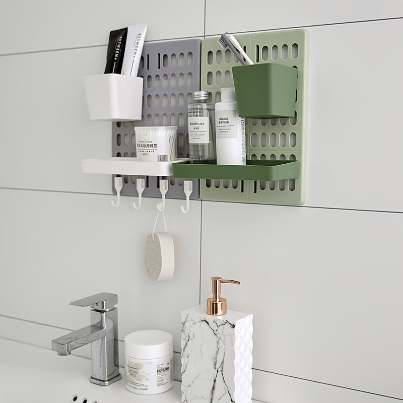 1pc DIY Punching Wall Rack Shelf Wall Hanging Storage Hook Rack