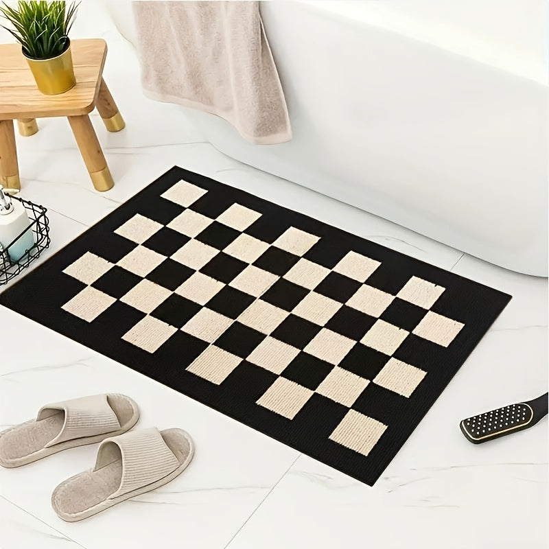Checkered Floor Mat 59x40 Non-slip Minimalist Style Carpet