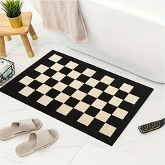 Checkered Floor Mat 59x40 Non-slip Minimalist Style Carpet