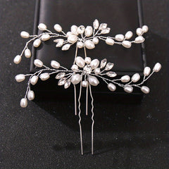 Crystal Faux Pearl Hairpin Wedding Hair Accessories Bridal Rhinestone Flower
