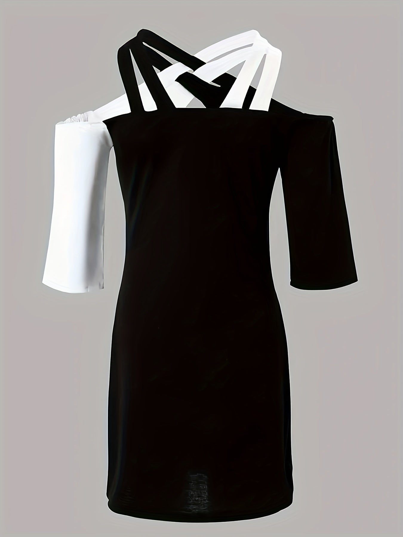 Colorblock Cold Shoulder Bodycon Dress