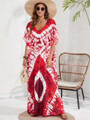 Boho Cover Up Women's Tie Dye & Geo Print Kaftan Beach Cover Up Dress