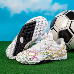 High Top Turf Football Boots Rotating Buckle Anti-Skid Breathable Soccer Cleats