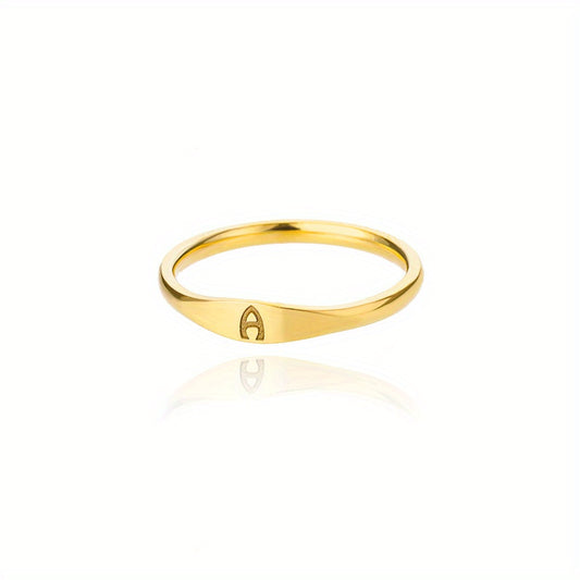 Golden & Platinum Stainless Steel Men's 26 Letters Carved Ring