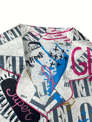 Women's Graffiti Print Satin Pajama Set