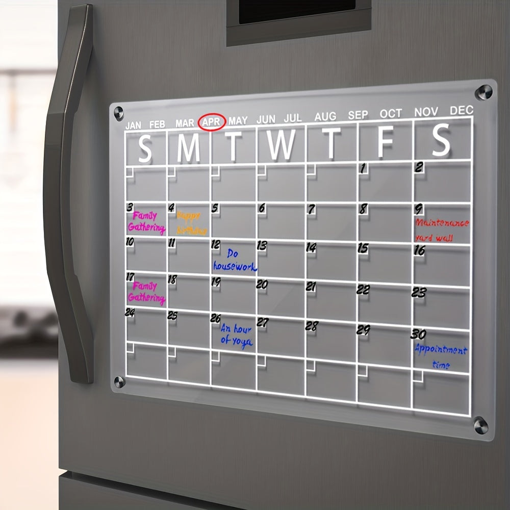 Acrylic Magnetic Dry Erase Board Calendar For Fridge - Clear Reusable Calendar