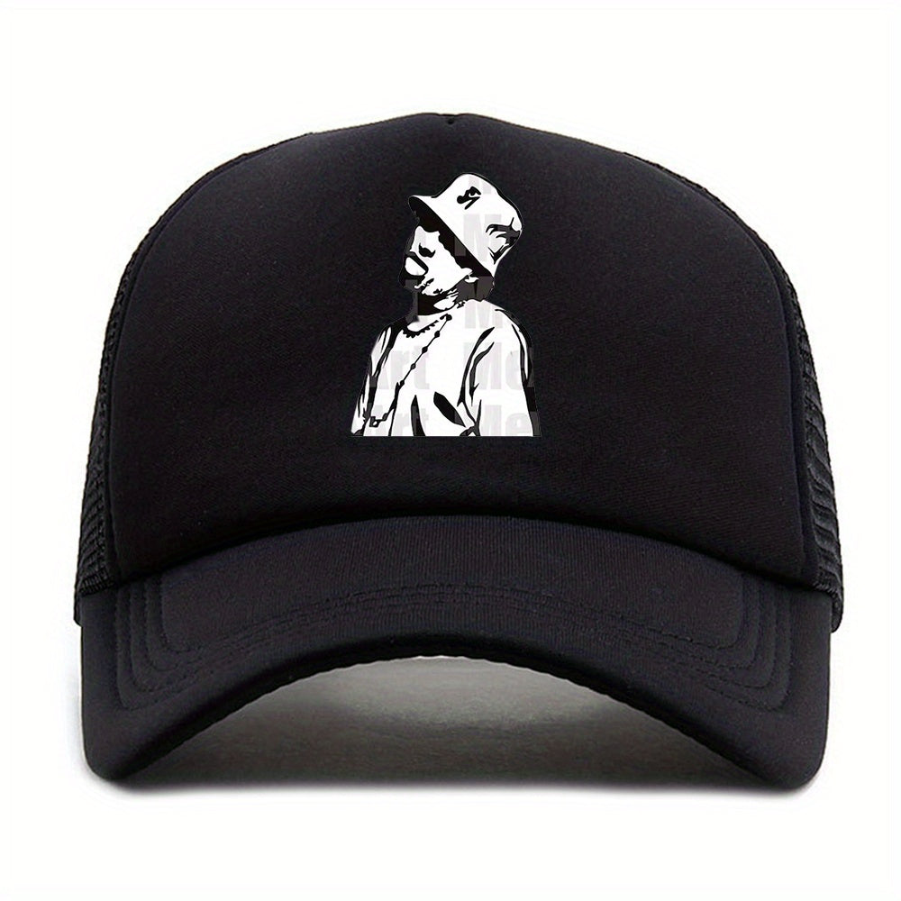 Rapper Print Baseball Hat Hip Hop Outdoor Sunshade Dad Trucker Fishing Hat
