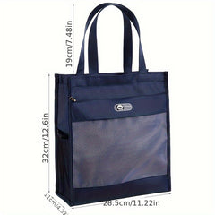 Large Capacity Shoulder Bag with Mesh Bag for Work School College