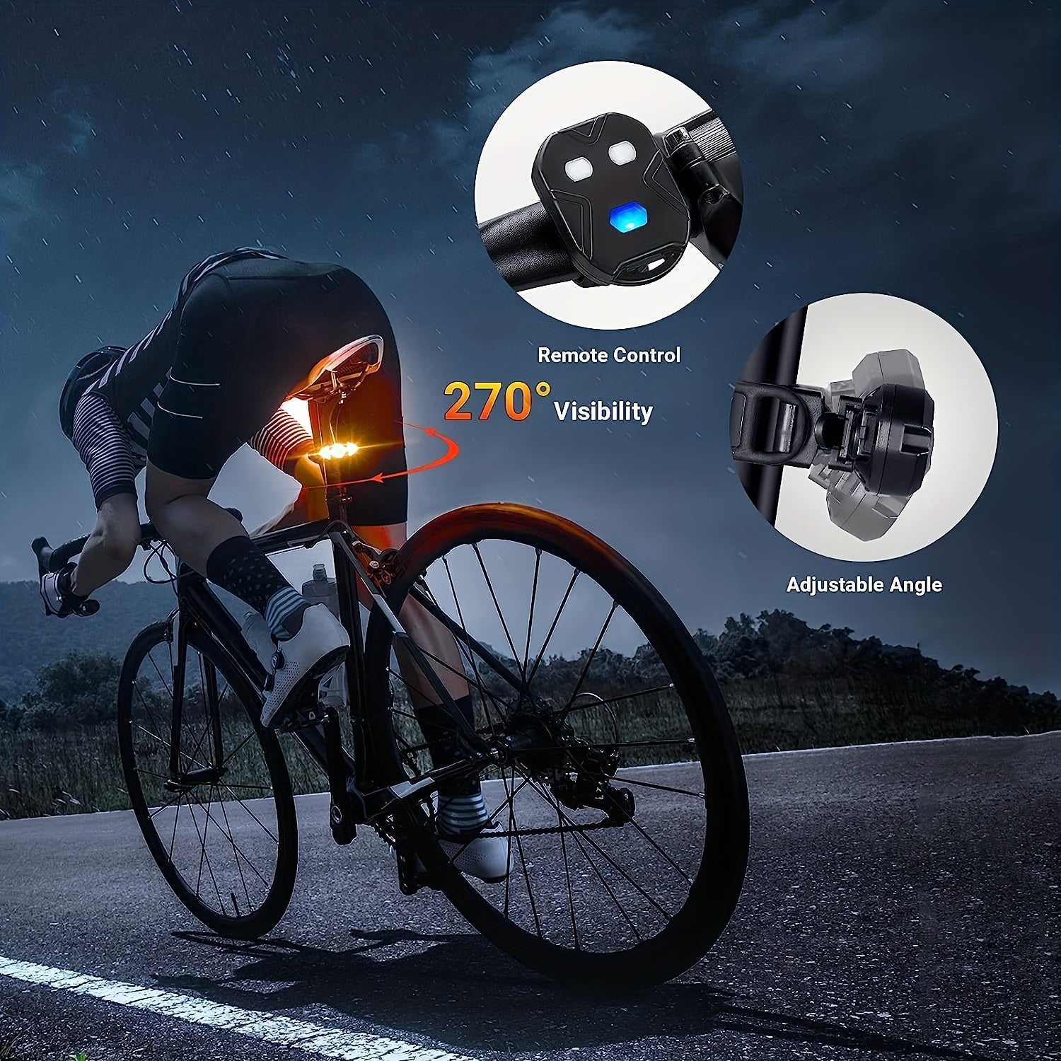 Wireless Remote Bike Tail Light w/ Signals USB Rechargeable Waterproof & Bright