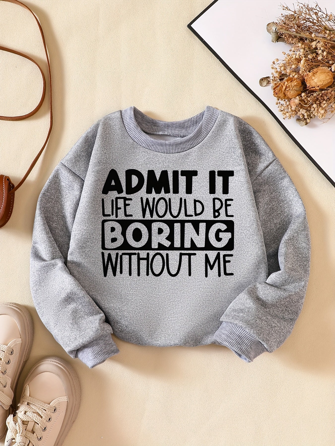 Letter Series Boys Pullover Sweatshirt Long Sleeve Crew Neck Kids Clothing