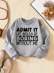 Letter Series Boys Pullover Sweatshirt Long Sleeve Crew Neck Kids Clothing