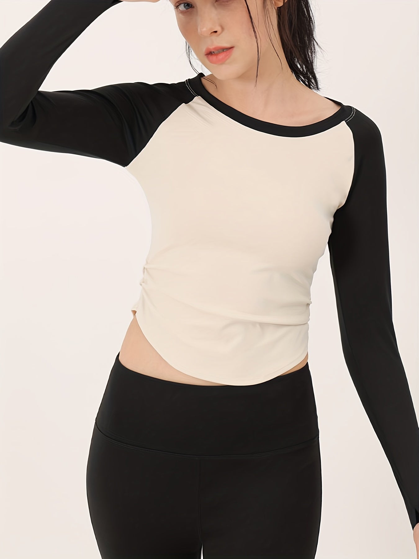 High Elastic Yoga Crop Top For Women Pleated Fitness Sports T Shirts