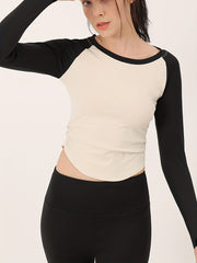 High Elastic Yoga Crop Top For Women Pleated Fitness Sports T Shirts