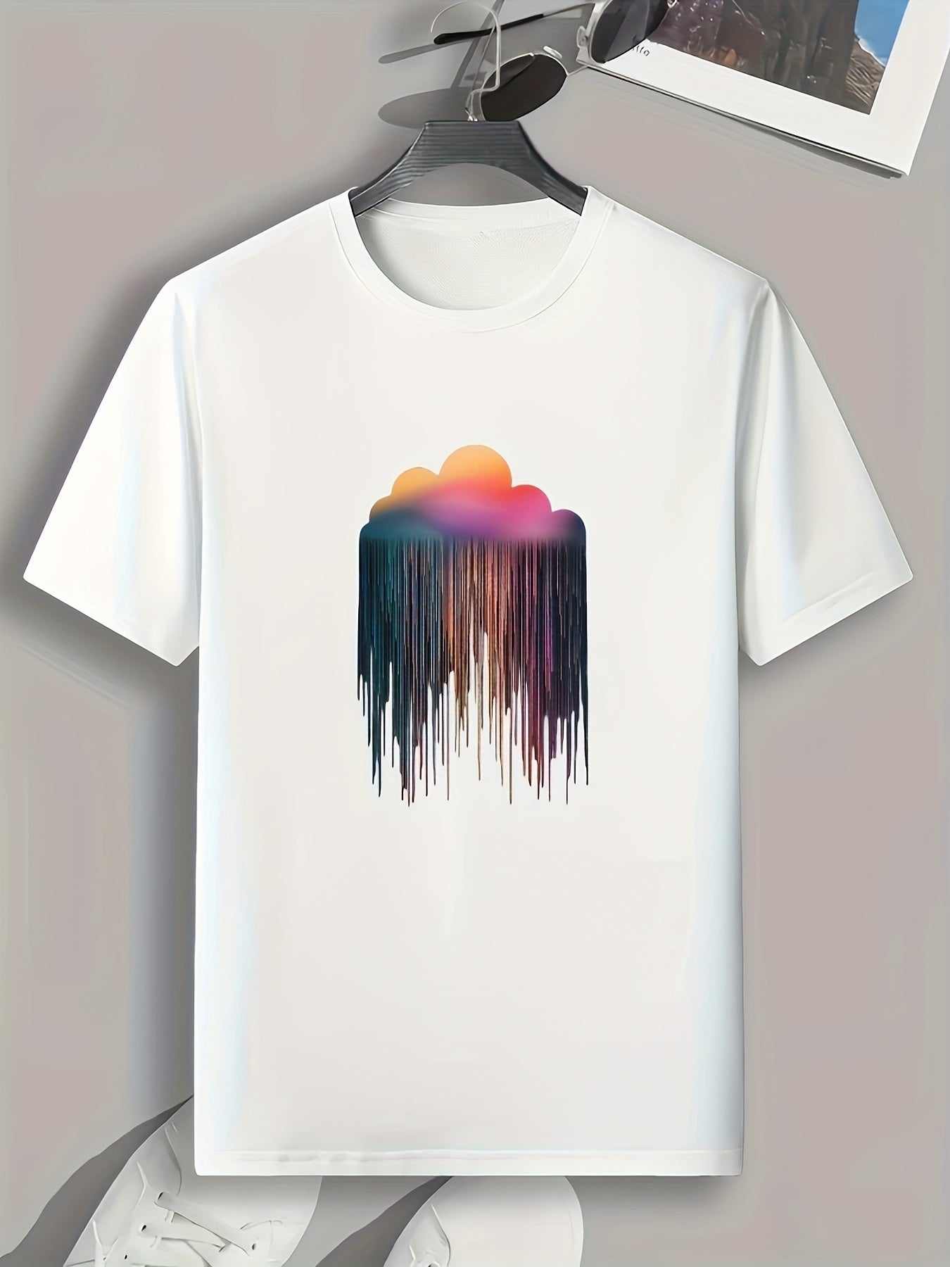 Cloud Pattern Print Men's Comfy Sports Tee Shirt