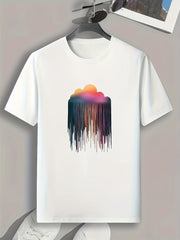 Cloud Pattern Print Men's Comfy Sports Tee Shirt