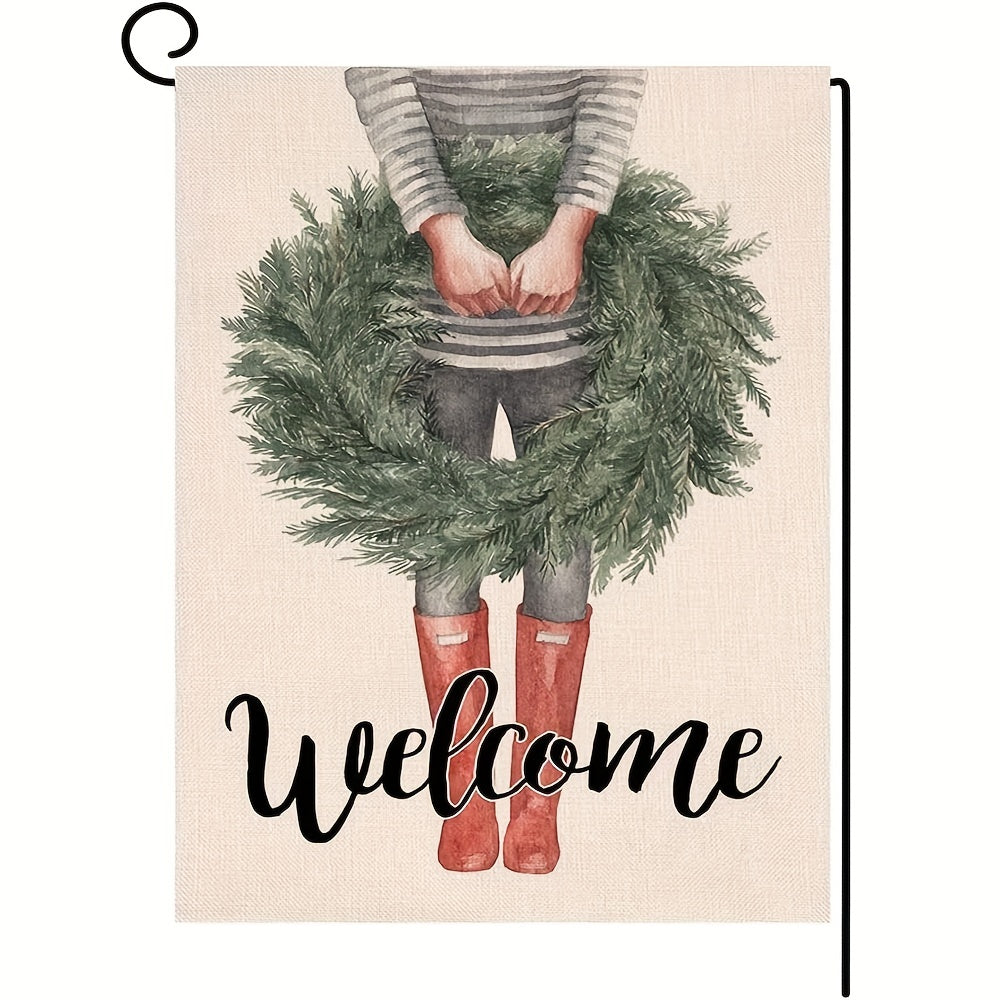 Christmas Wreath Small Garden Flag 30 48x45 72 Cm Vertical Double Sided