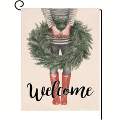 Christmas Wreath Small Garden Flag 30 48x45 72 Cm Vertical Double Sided