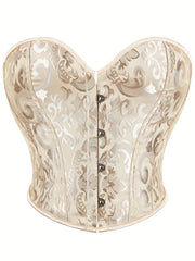 Jacquard Strapless Corset Bustier Tummy Control Lace Up Body Shaper
