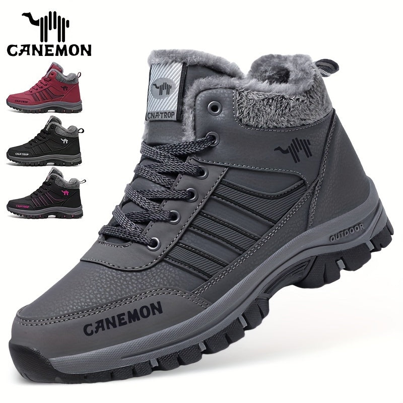 Men's Plush Lined Hiking Boots Non Slip Lace Up Sneakers