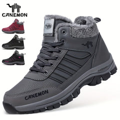 Men's Plush Lined Hiking Boots Non Slip Lace Up Sneakers