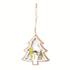 1pc Christmas Wooden Hollow Tree Pendant with Star Pendant