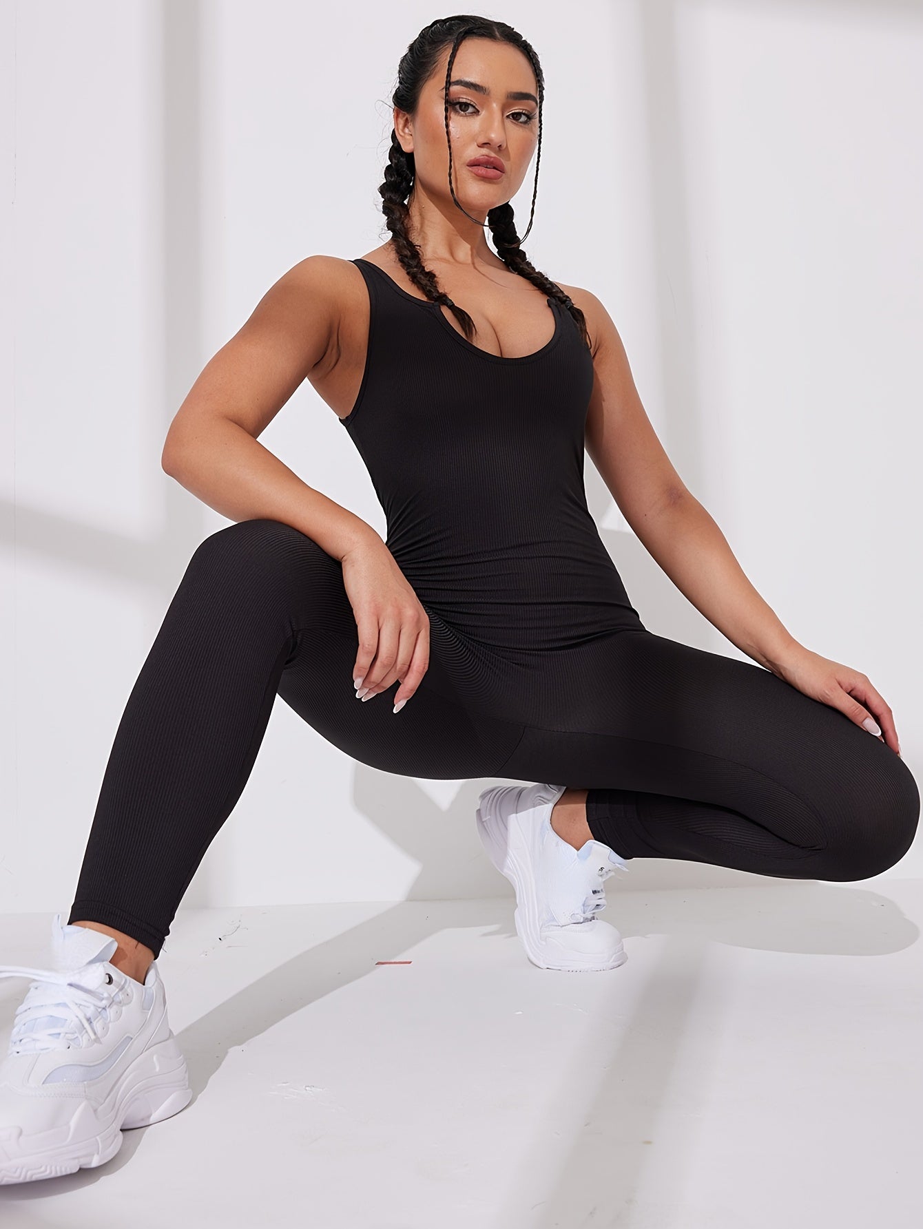 Ribbed Sexy Sports Jumpsuit High Elastic Sleeveless Tank Top Jumpsuit