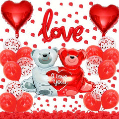 1022pcs Petal Heart Bear Latex Balloon Set for Proposals Engagements Weddings
