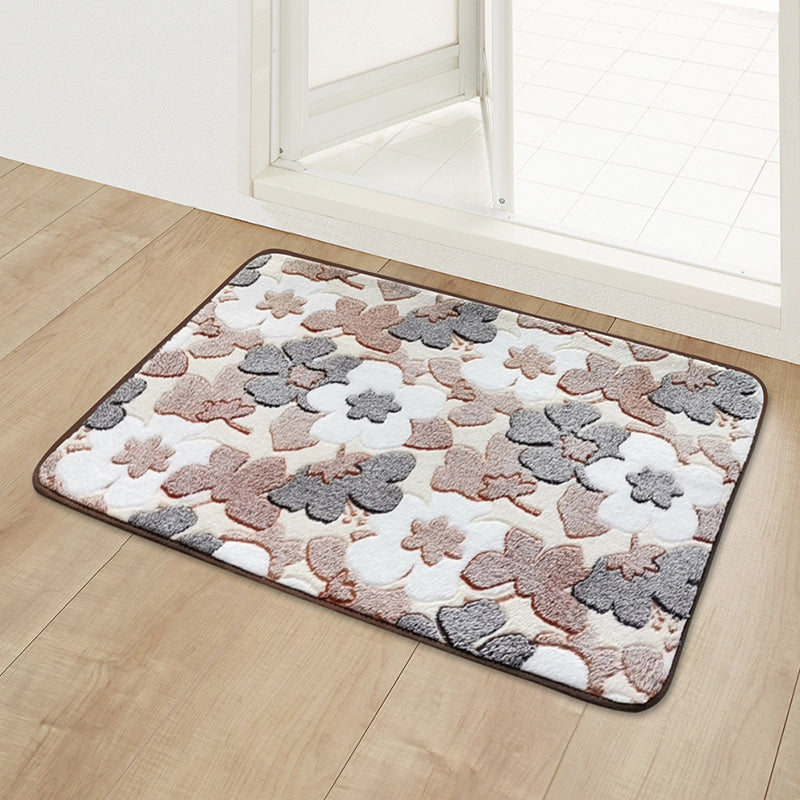 Flower Printed Non Slip Bathroom Rug Padded Bath Mat Shower Comfort Mat