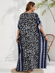 Boho Leopard & Tie Dye Maxi Split Cover Up Dress