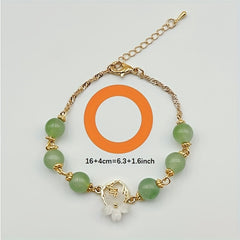 Peach Blossom Green Bead Bracelet - Chinese Style