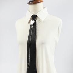 Heart Chain Tassel Necktie Casual Tie For Women