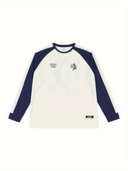 Men's Graffiti Pattern Long Sleeve Crew Neck Block Shirt Lightweight