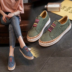 Women's Retro Flat Loafers Slip On Shoes Casual Outdoor Walking Shoes