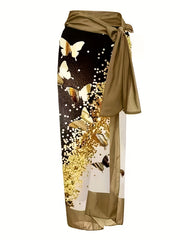 Retro Tankini Set Women's Plus Butterfly Print Swimsuit Set