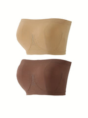 2pcs Seamless Bandeau Bras Soft Stretch Intimates Women's Lingerie