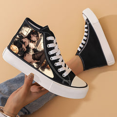 Halloween Anime Girl Platform Canvas Sneakers High Top Lace Up Shoes