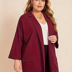 Women's Plus Size Open Front Lapel Collar Blazer