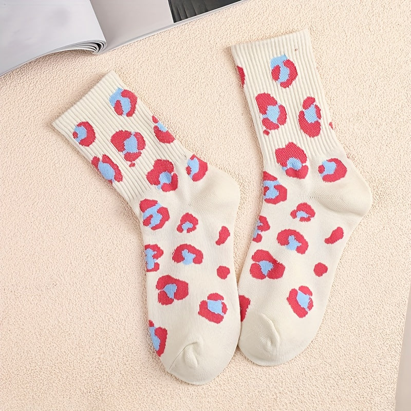 3 Pairs Heart & Strawberry Mid Tube Socks Women's Stockings