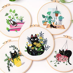 Embroidery Starter Kit Cats Pattern DIY Cross Stitch for Beginners Adults