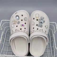 Rhinestone Shoe Decoration Set, Heart Pearl Buckle Flower DIY Charm