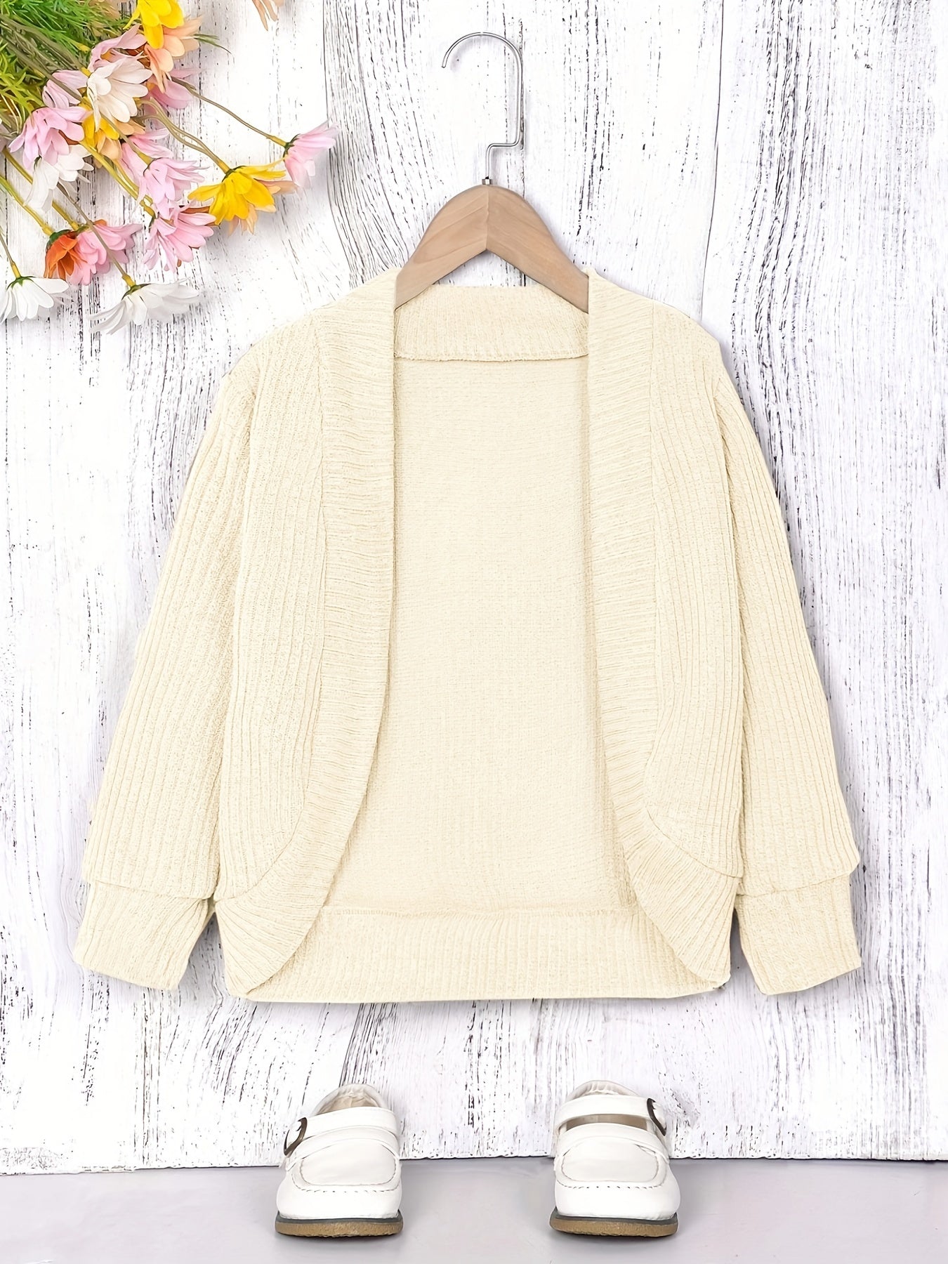 Toddler Girls Shawl Knit Cardigan Open Front Sweater Coat Versatile Spring Fall