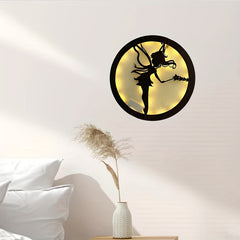 LED Lamp Carving Fairy Tale Story Shape Retro Wooden Hanging Plate