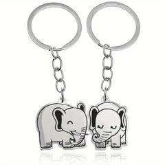 2pcs Elephant Printed Keychain Gift Backpack Purse Decoration