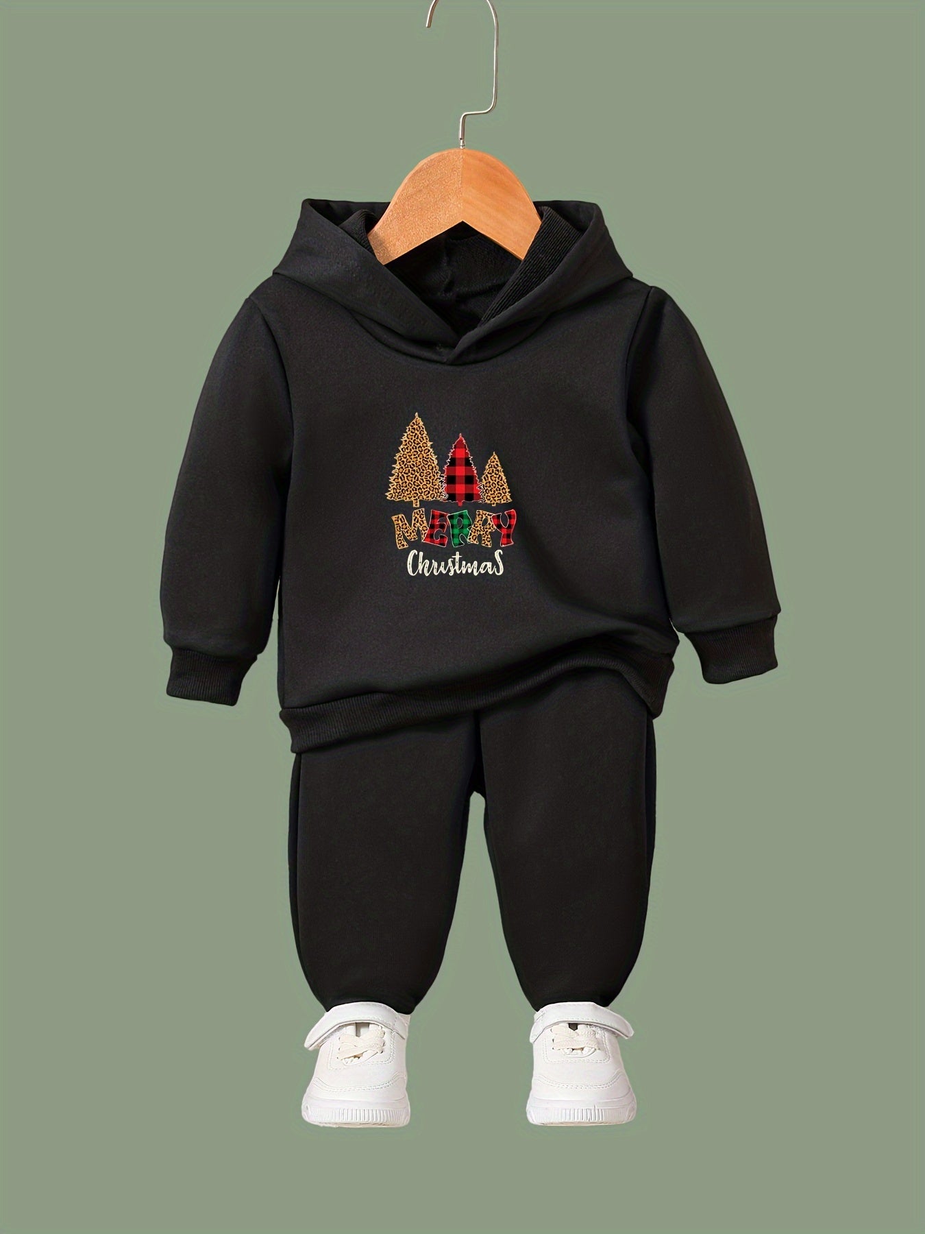 2pcs Activewear Set MERRY CHRISTMAS Hoodies Pants Set Sports Christmas Gift