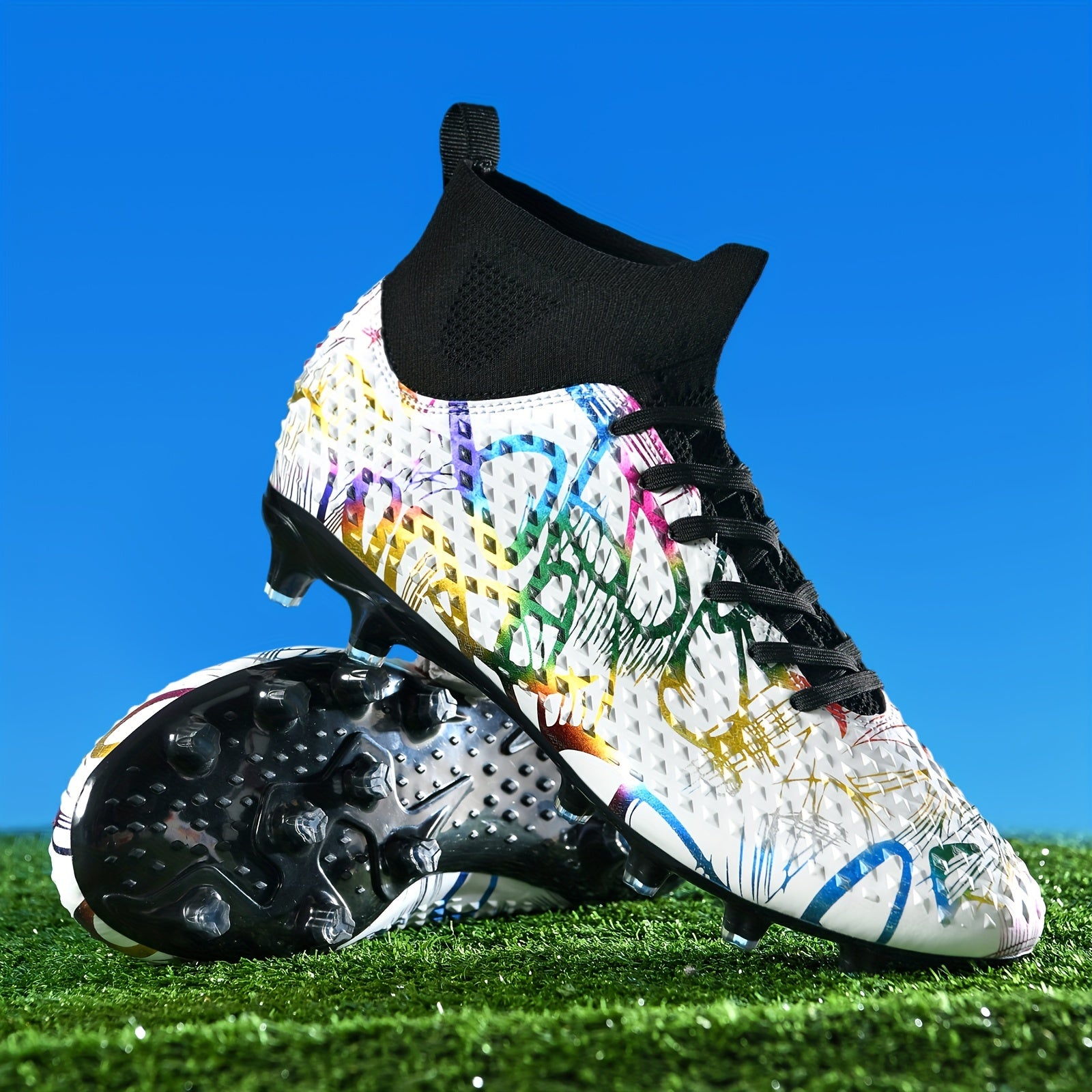 Kid's High Top Non Slip Football Cleat Spikes Soccer Shoes