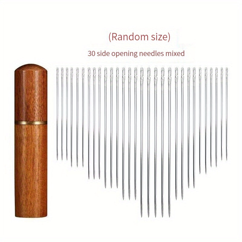30pcs Solid Wood Needles Set With Needle Cartridge Household Sewing Accessories